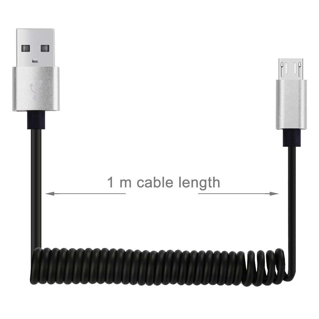 30cm to 100cm High Speed Spring Style Micro USB to USB 2.0 Flexible Elastic Spring Coiled Cable US