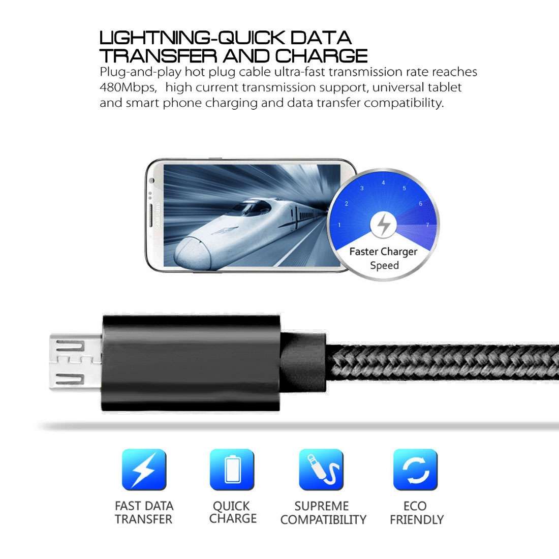 3A Woven Style Metal Head Micro USB to USB Data / Charger Cable, Cable Length: 3m(Black)