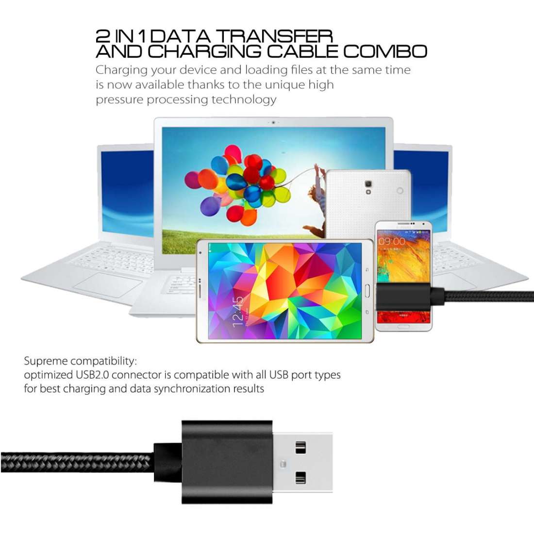 3A Woven Style Metal Head Micro USB to USB Data / Charger Cable, Cable Length: 3m(Black)