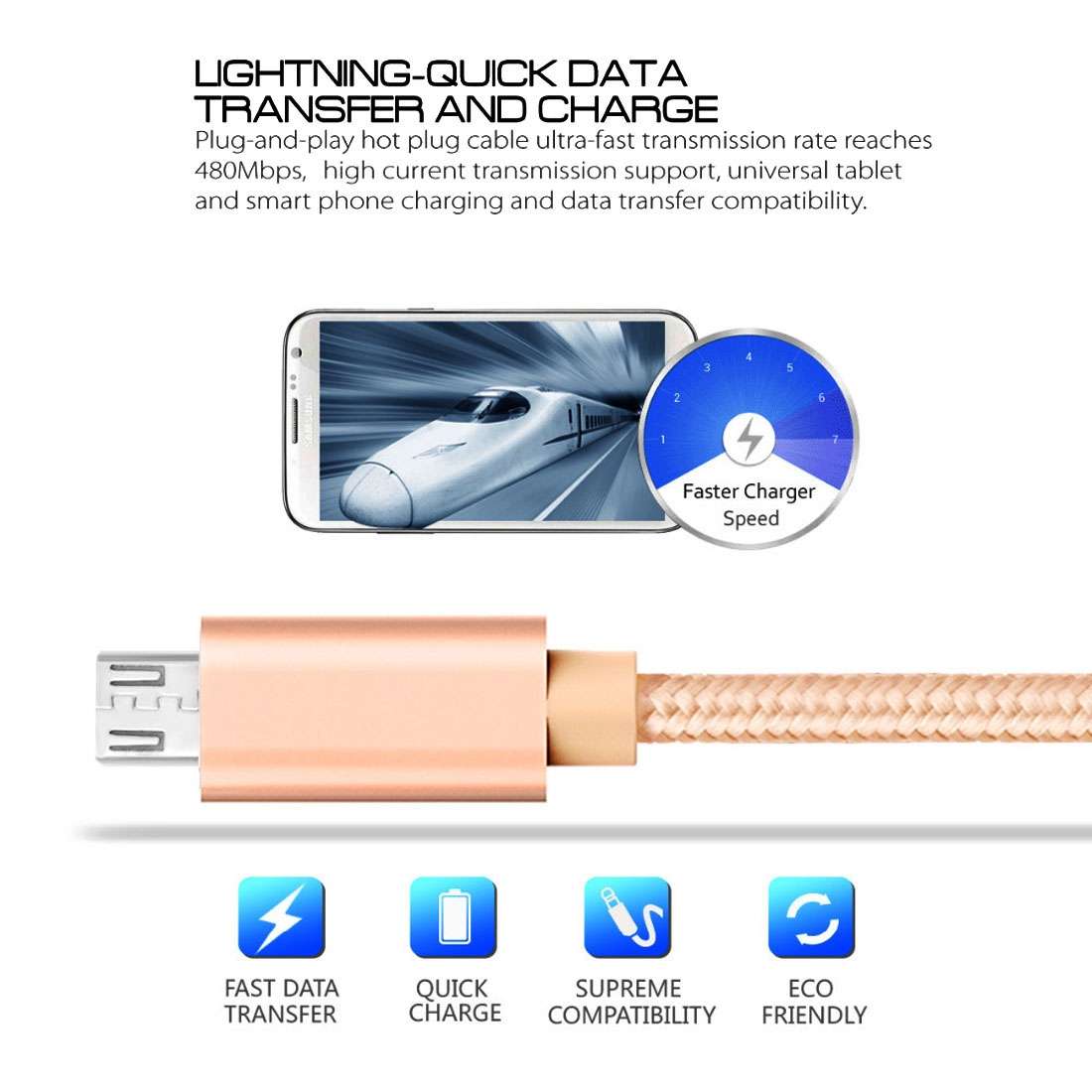 3A Woven Style Metal Head Micro USB to USB Data / Charger Cable, Cable Length: 3m(Gold)