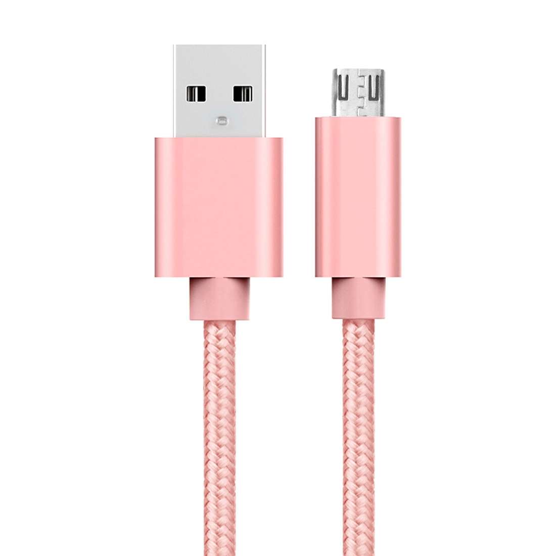 3A Woven Style Metal Head Micro USB to USB Data / Charger Cable, Cable Length: 3m(Rose Gold)