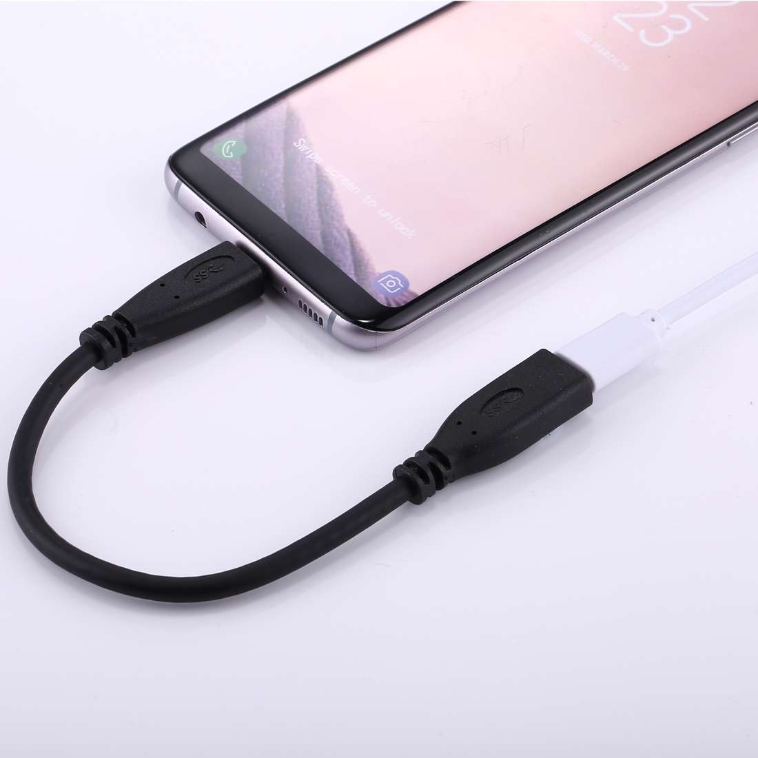 20cm USB-C / Type-C 3.1 Male to USB-C / Type-C Female Connector Adapter Cable(Black)