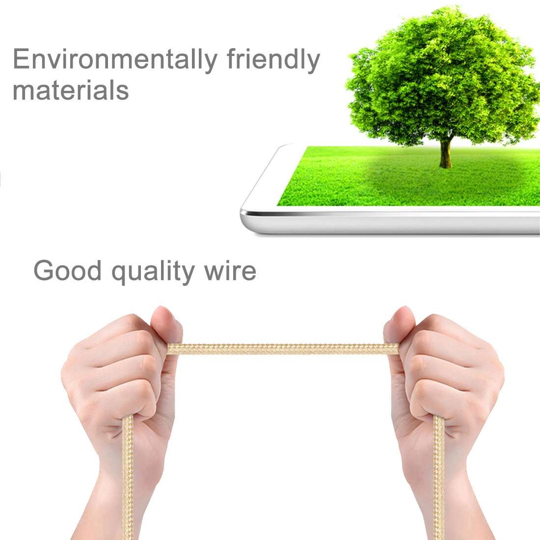 1m Woven Style Metal Head 58 Cores Micro USB to USB 2.0 Data / Charger Cable
