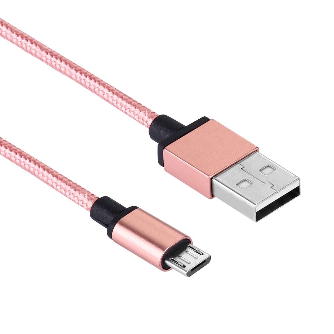 1m Woven Style Metal Head 58 Cores Micro USB to USB 2.0 Data / Charger Cable for Sam ... (Magenta)