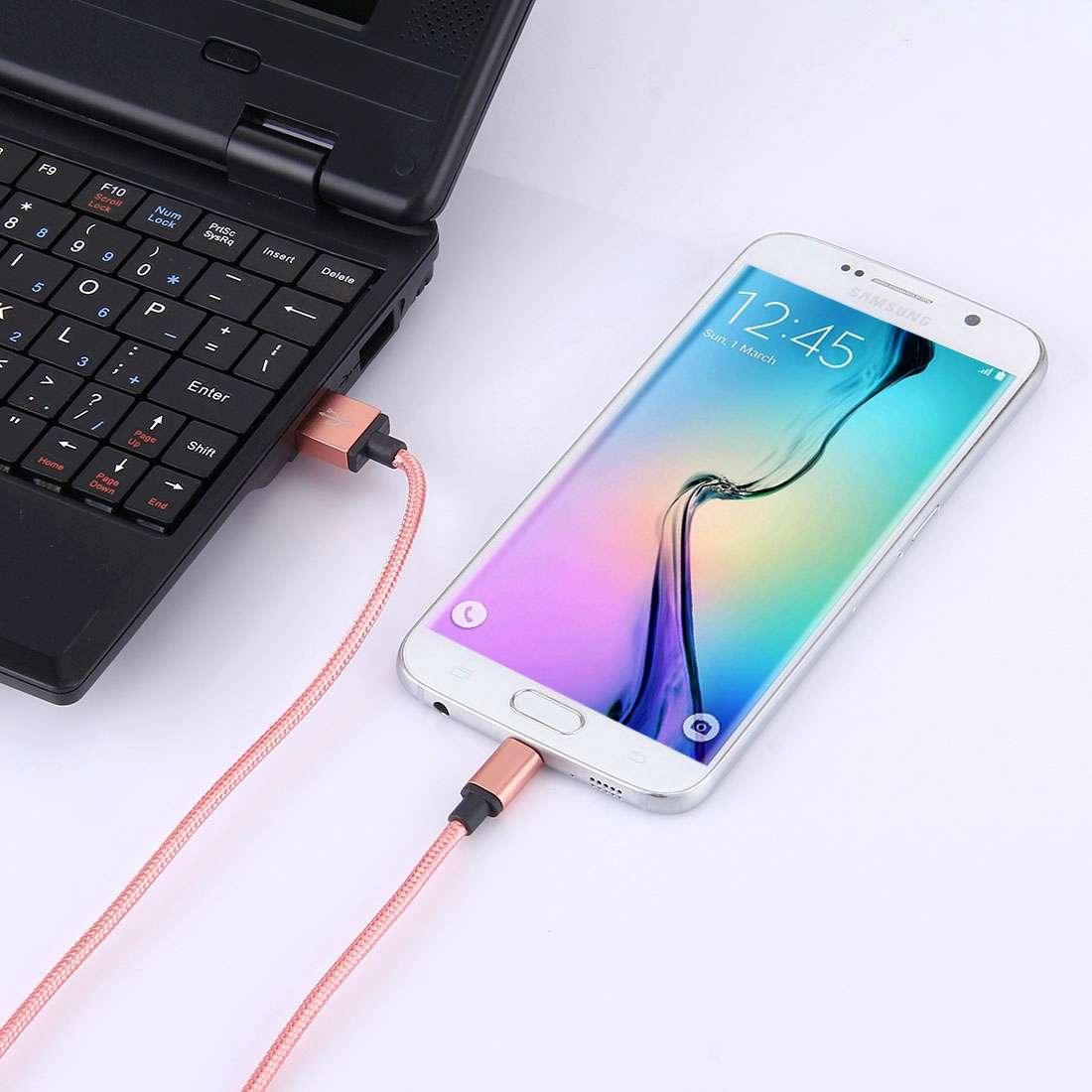 1m Woven Style Metal Head 58 Cores Micro USB to USB 2.0 Data / Charger Cable for Sam ... (Magenta)