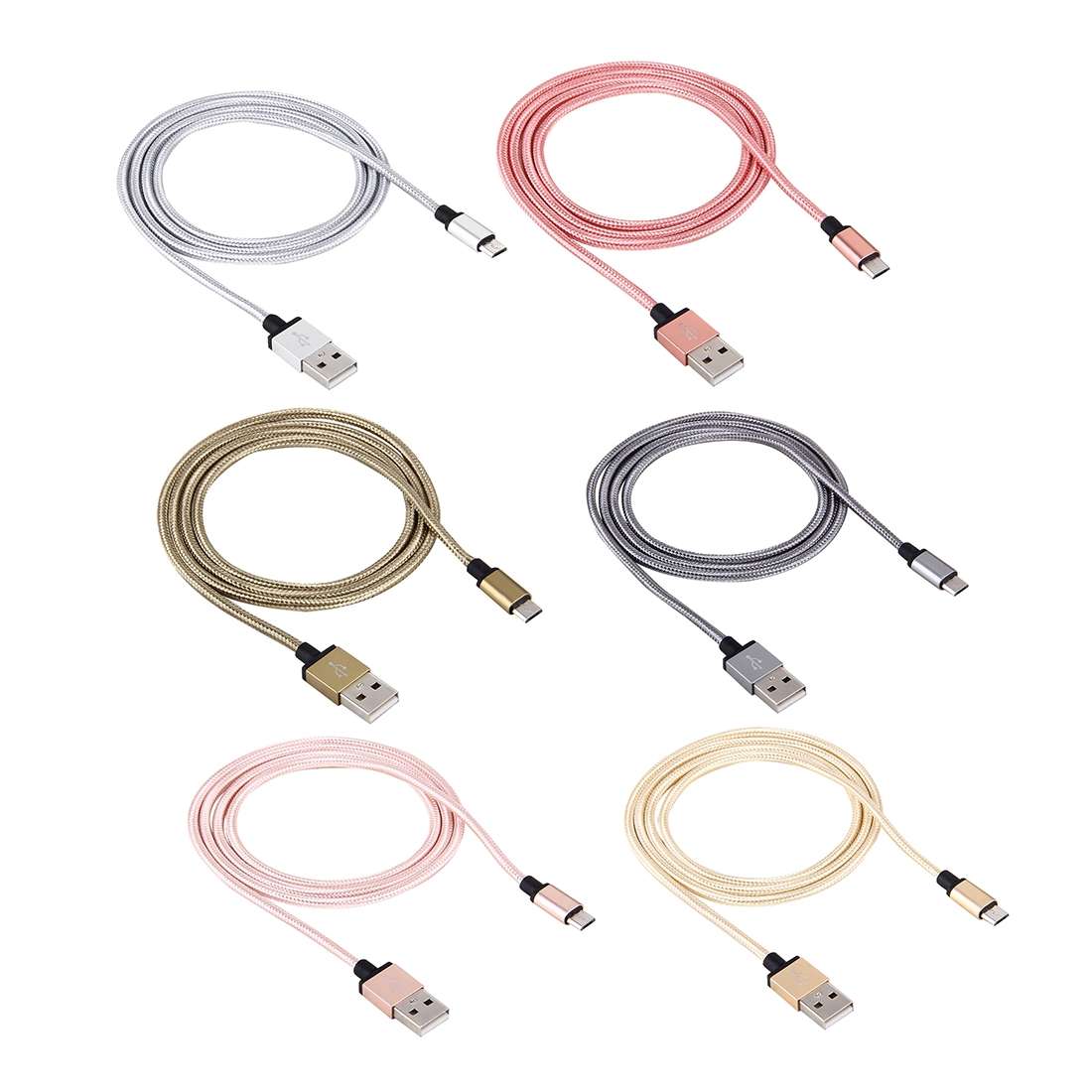 1m Woven Style Metal Head 58 Cores Micro USB to USB 2.0 Data / Charger Cable