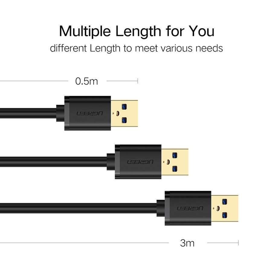 Ugreen 50cm USB 3.0 Male to Female Data Sync Super Speed Transmission Extension Cord Cable