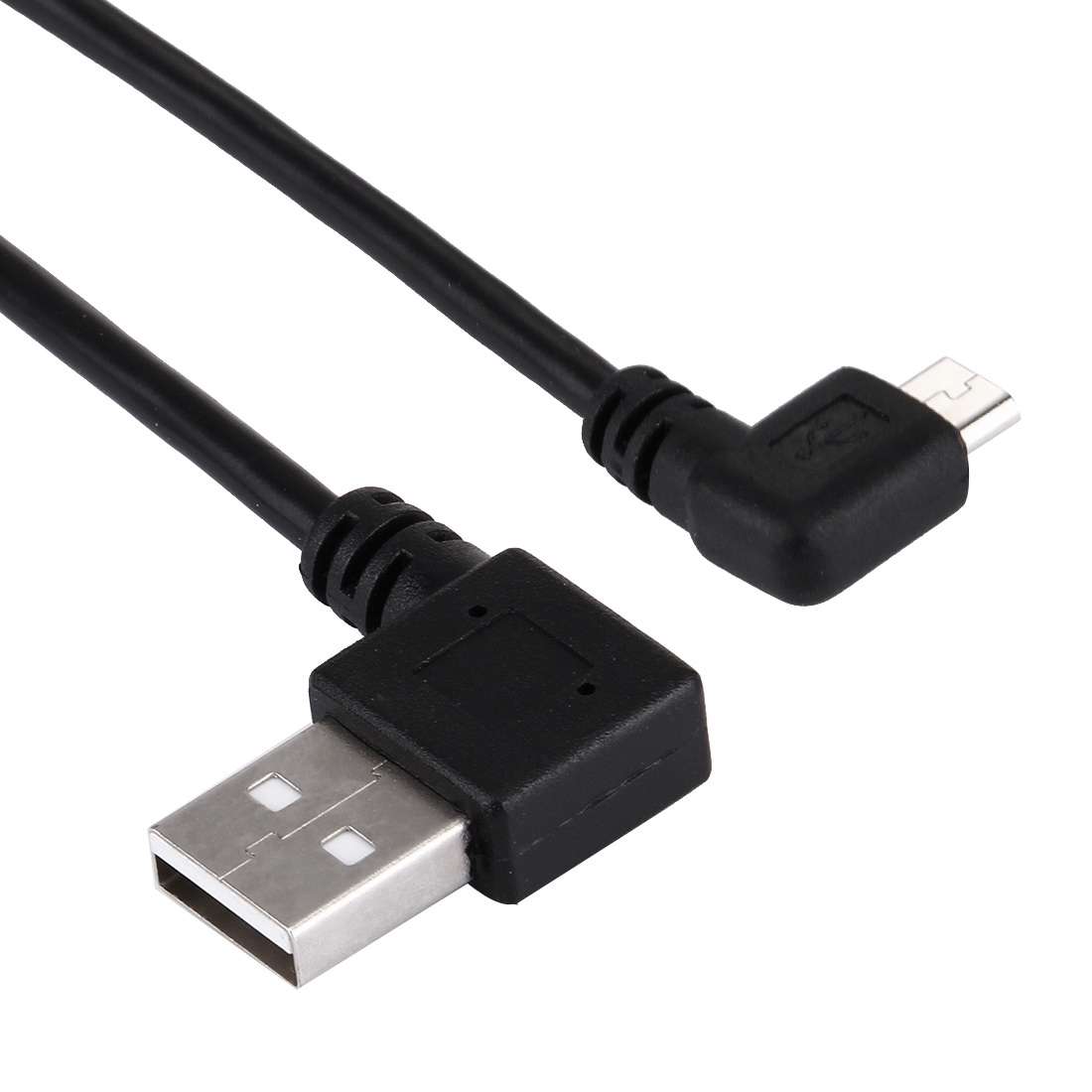 20cm USB 2.0 Male Bent Right Turn Reversion 90 Degrees to Micro USB Male Bent Data Charging Cable