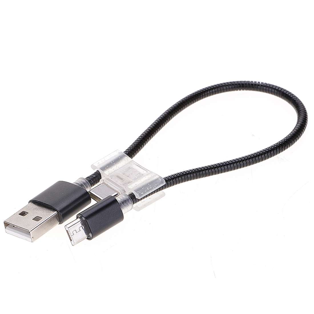 24cm 2A Micro USB + USB-C / Type-C to USB Flexible Data Charging Cable(Black)