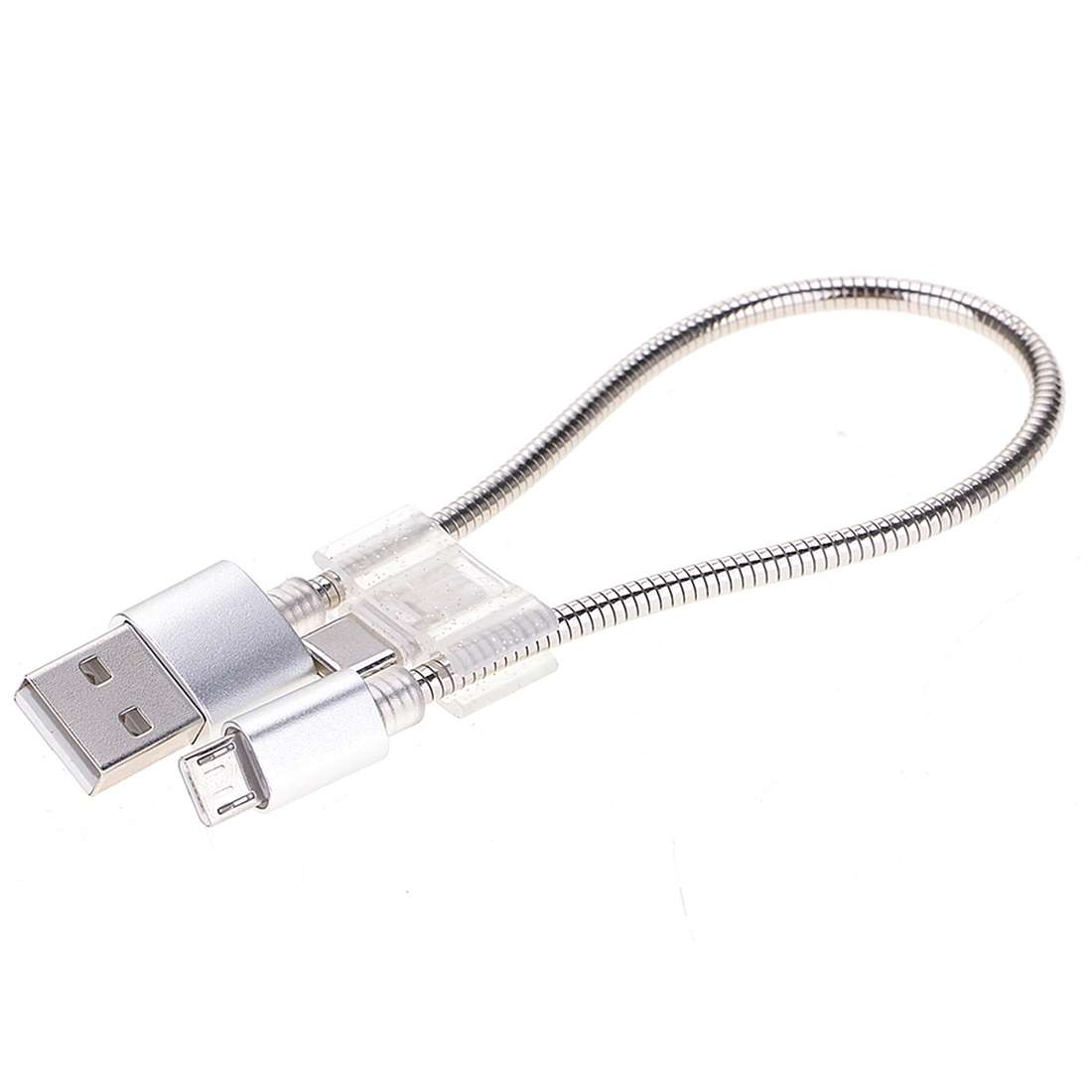 24cm 2A Micro USB + USB-C / Type-C to USB Flexible Data Charging Cable(Silver)