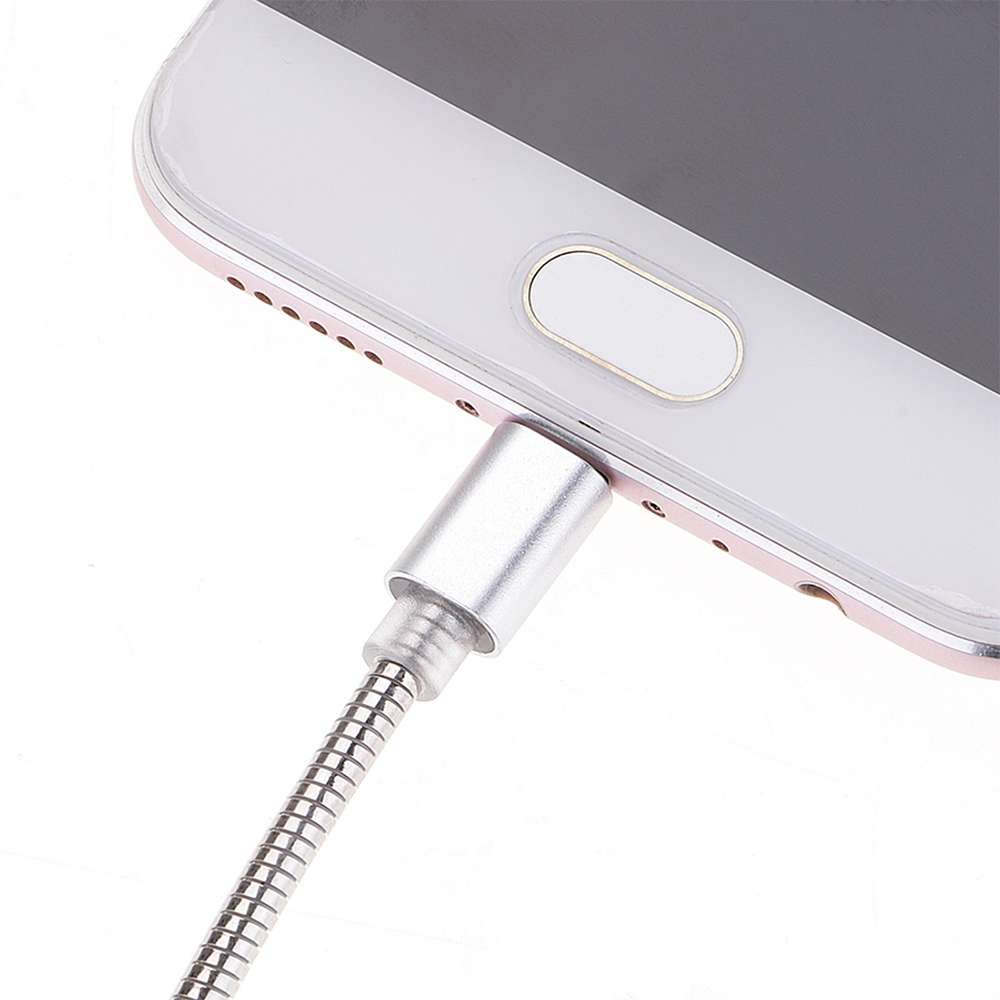 24cm 2A Micro USB + USB-C / Type-C to USB Flexible Data Charging Cable(Silver)