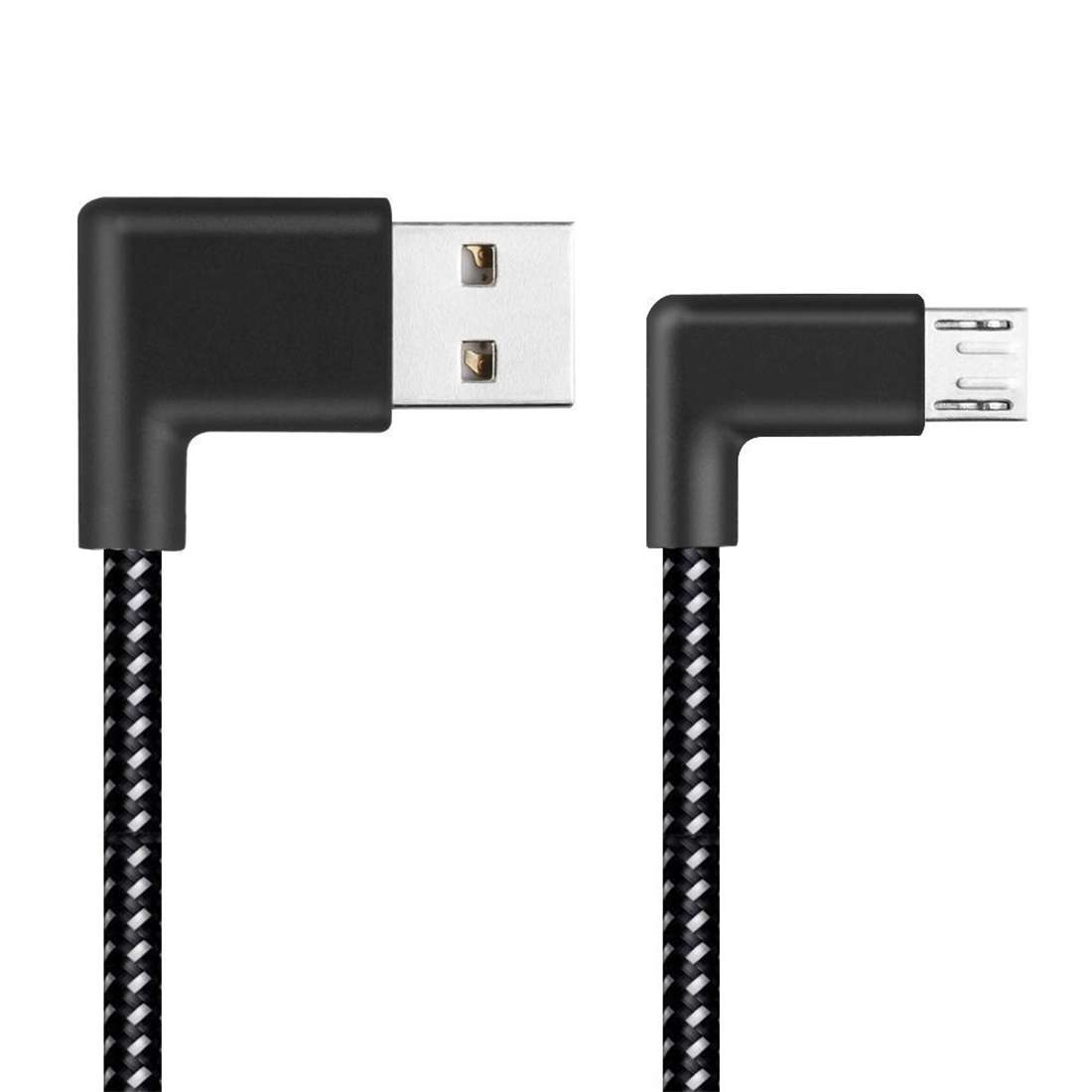 2m 2A USB to Micro USB Weave Style Double Elbow Data Sync Charging Cable