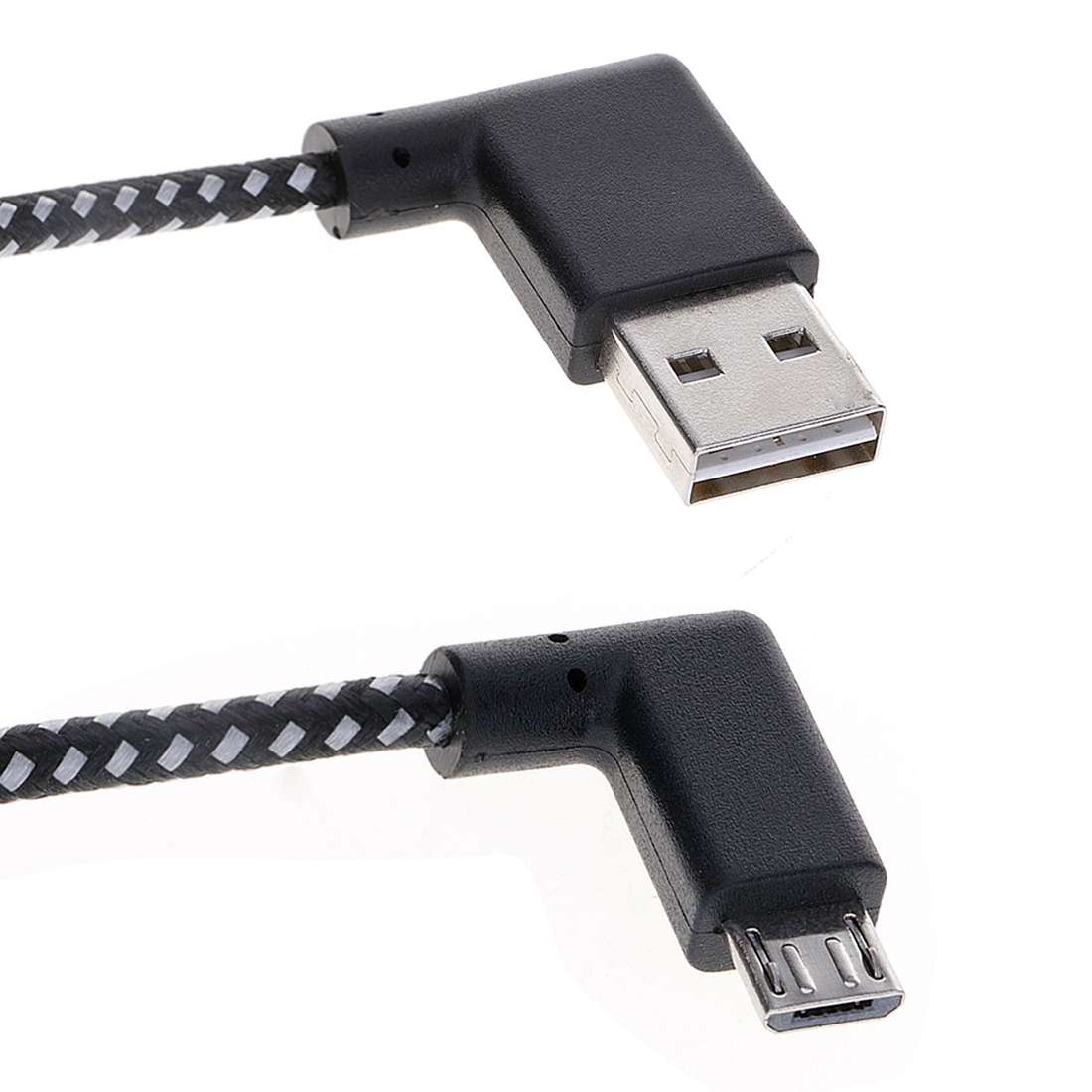 2m 2A USB to Micro USB Weave Style Double Elbow Data Sync Charging Cable