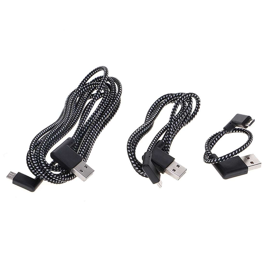 2m 2A USB to Micro USB Weave Style Double Elbow Data Sync Charging Cable
