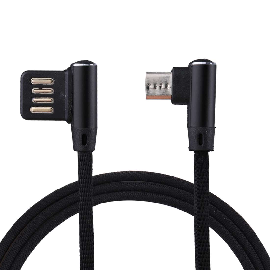 1m 2.4A Output USB to Micro USB Double Elbow Design Nylon Weave Style Data Sync Charging Cable