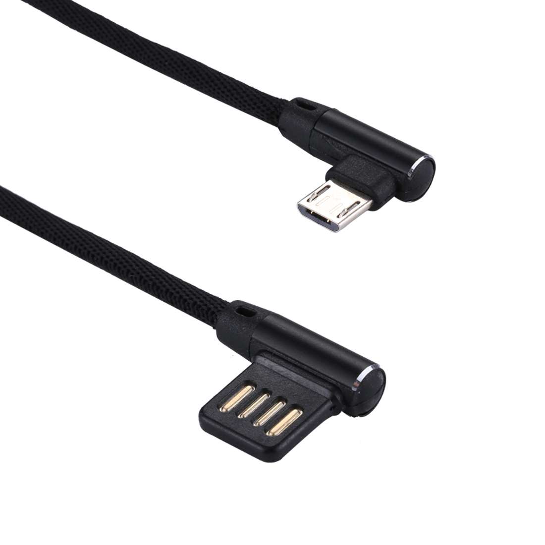 1m 2.4A Output USB to Micro USB Double Elbow Design Nylon Weave Style Data Sync Charging Cable