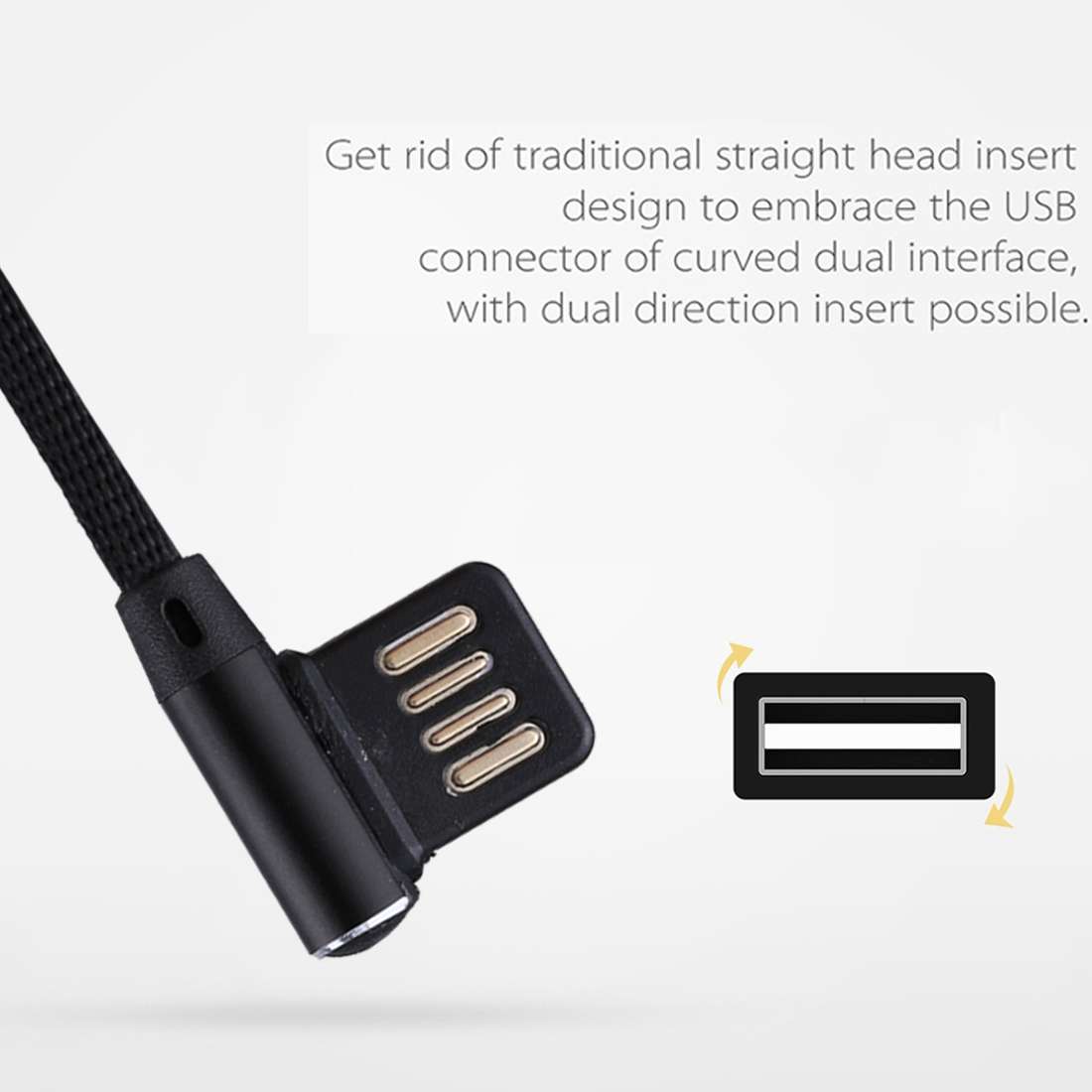 1m 2.4A Output USB to Micro USB Double Elbow Design Nylon Weave Style Data Sync Charging Cable