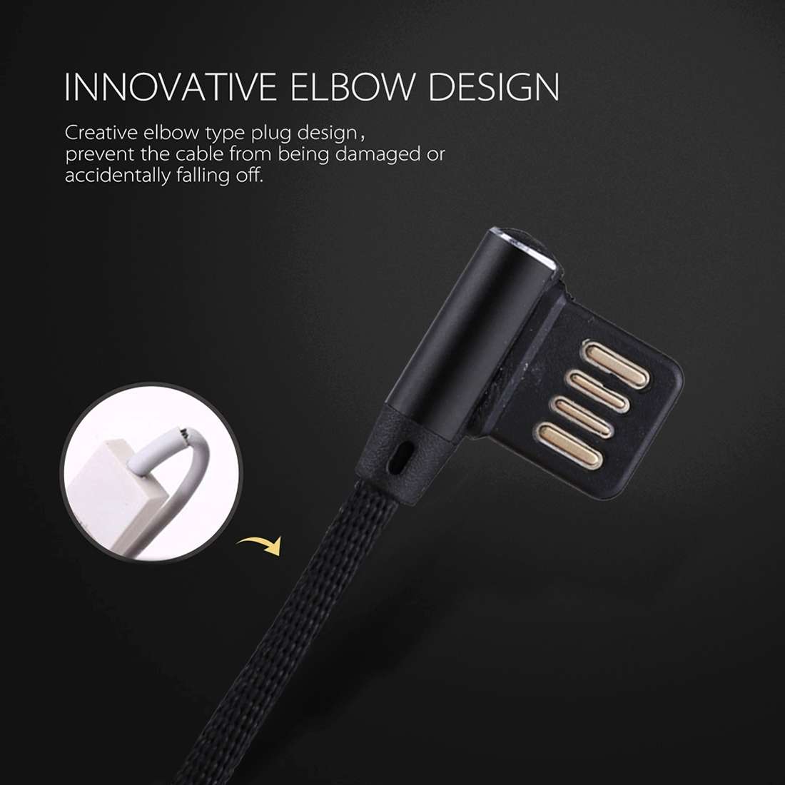 1m 2.4A Output USB to Micro USB Double Elbow Design Nylon Weave Style Data Sync Charging Cable