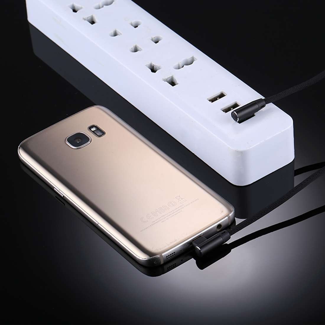 1m 2.4A Output USB to Micro USB Double Elbow Design Nylon Weave Style Data Sync Charging Cable