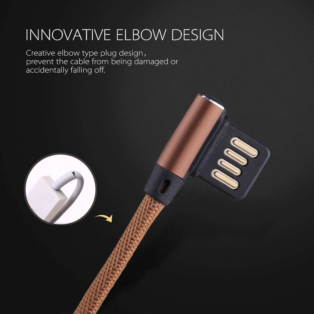 1m 2.4A Output USB to Micro USB Double Elbow Design Nylon Weave Style Data Sync Charging Cable