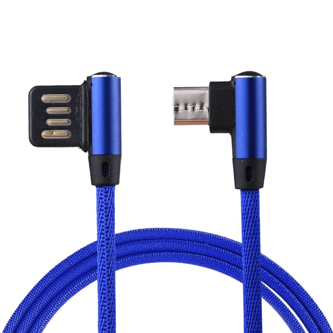 1m 2.4A Output USB to Micro USB Double Elbow Design Nylon Weave Style Data Sync Charging Cable