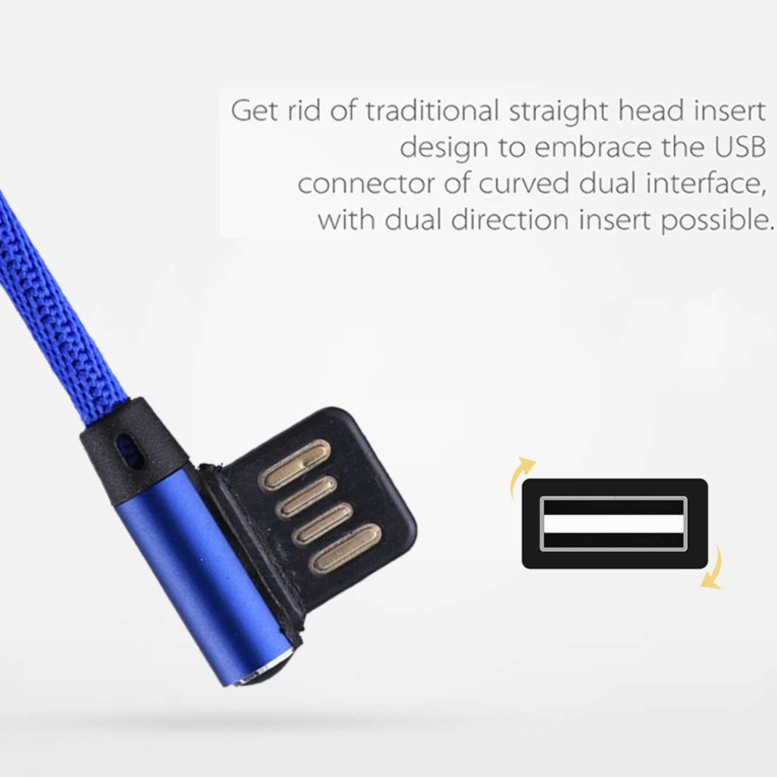 1m 2.4A Output USB to Micro USB Double Elbow Design Nylon Weave Style Data Sync Charging Cable
