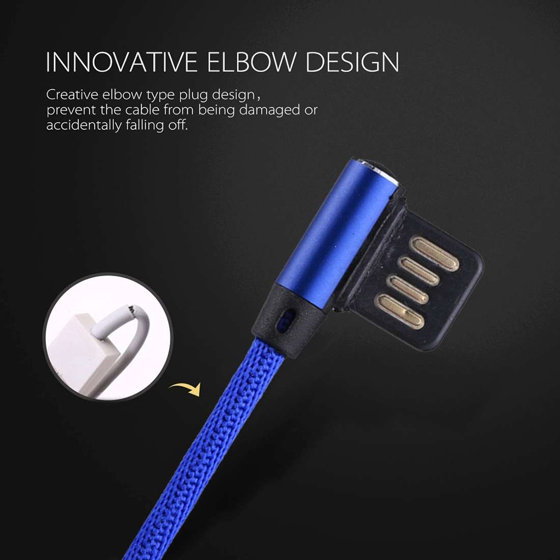 1m 2.4A Output USB to Micro USB Double Elbow Design Nylon Weave Style Data Sync Charging Cable