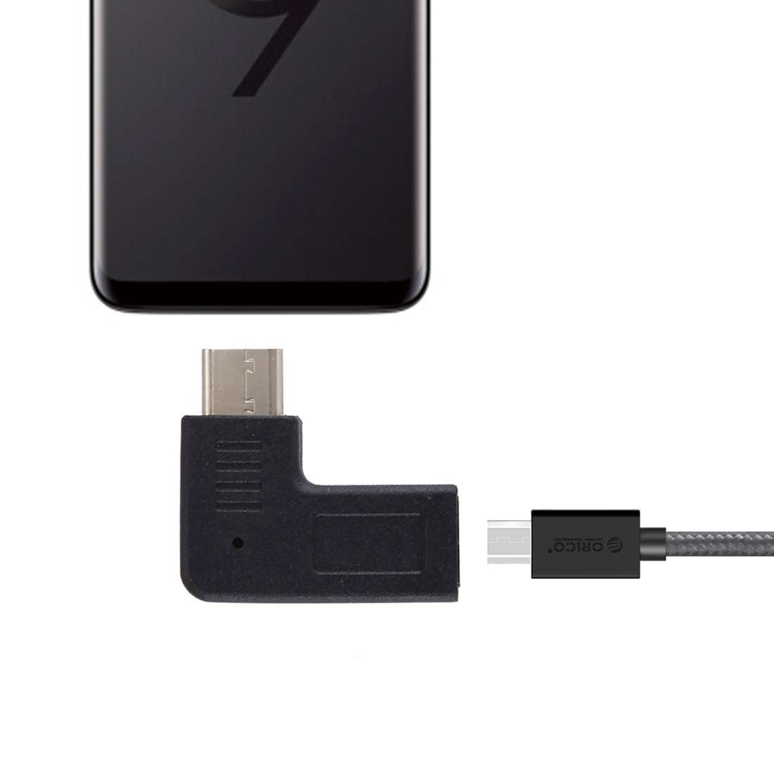 Micro USB Female to USB-C / Type-C Male Elbow Adapter Converter