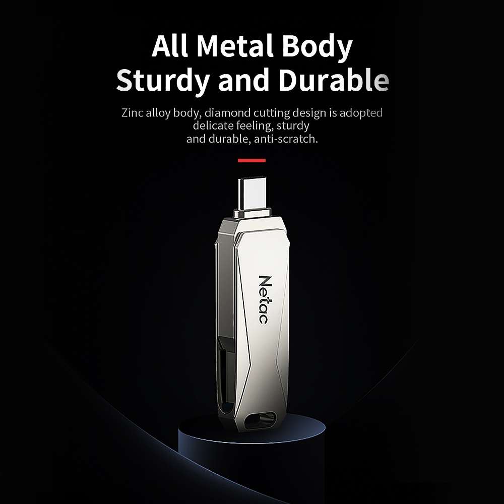 Netac U782C 32GB USB-C / Type-C + USB 3.0 360 Degrees Rotation Zinc Alloy Flash Drive OTG U Disk