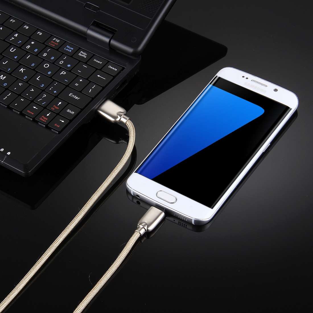 1M Woven Style Metal Head 108 Copper Cores Micro USB to USB Data Sync Charging Cable