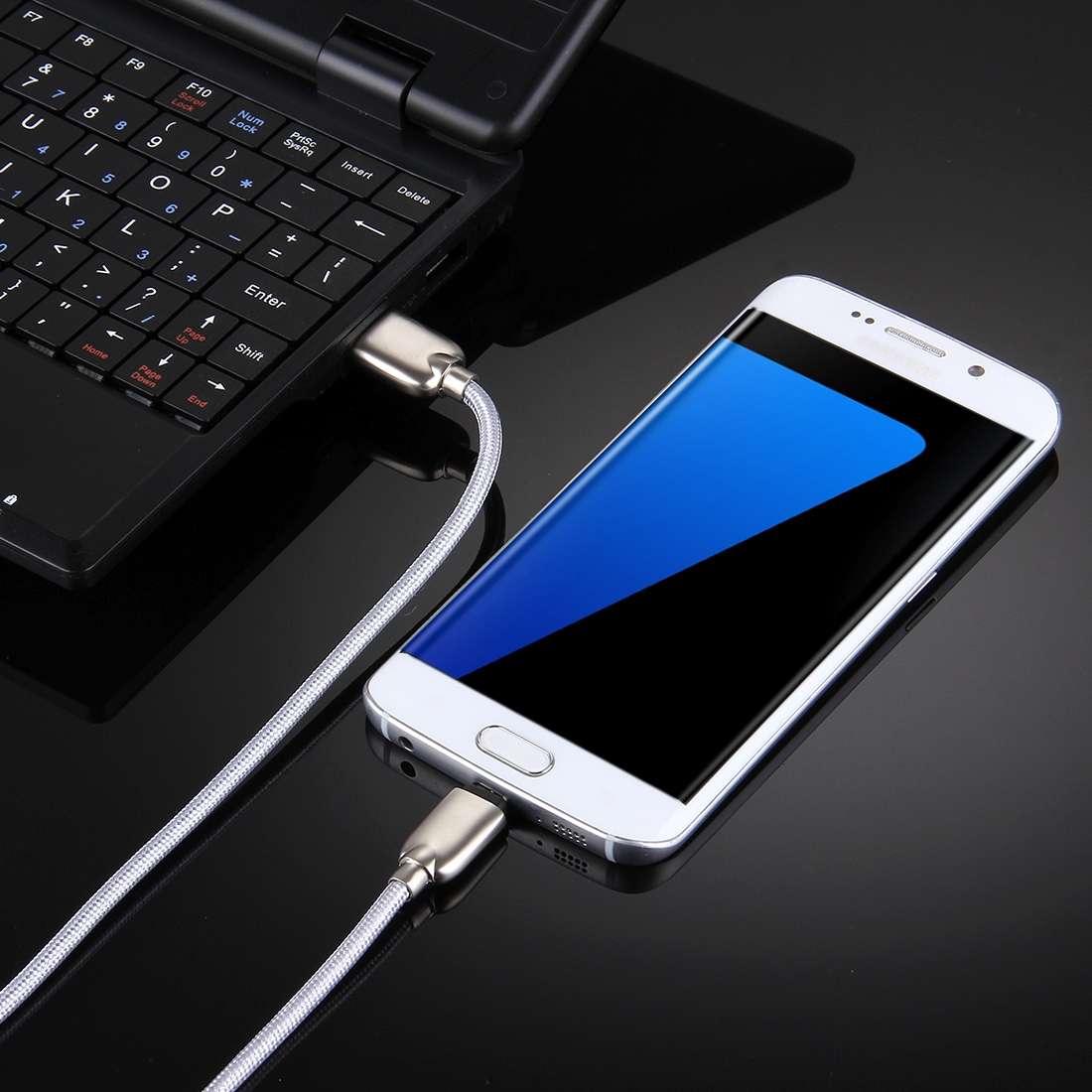 1M Woven Style Metal Head 108 Copper Cores Micro USB to USB Data Sync Charging Cable