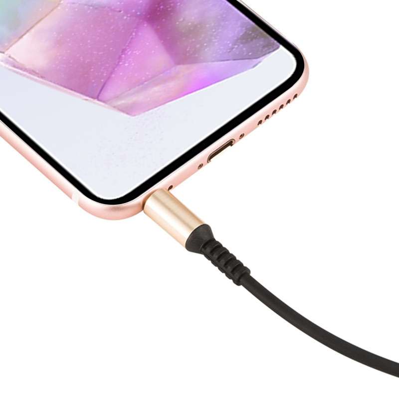 hoco UPA02 AUX Spring Audio Cable without Microphone, Cable Length: 1m(Black)