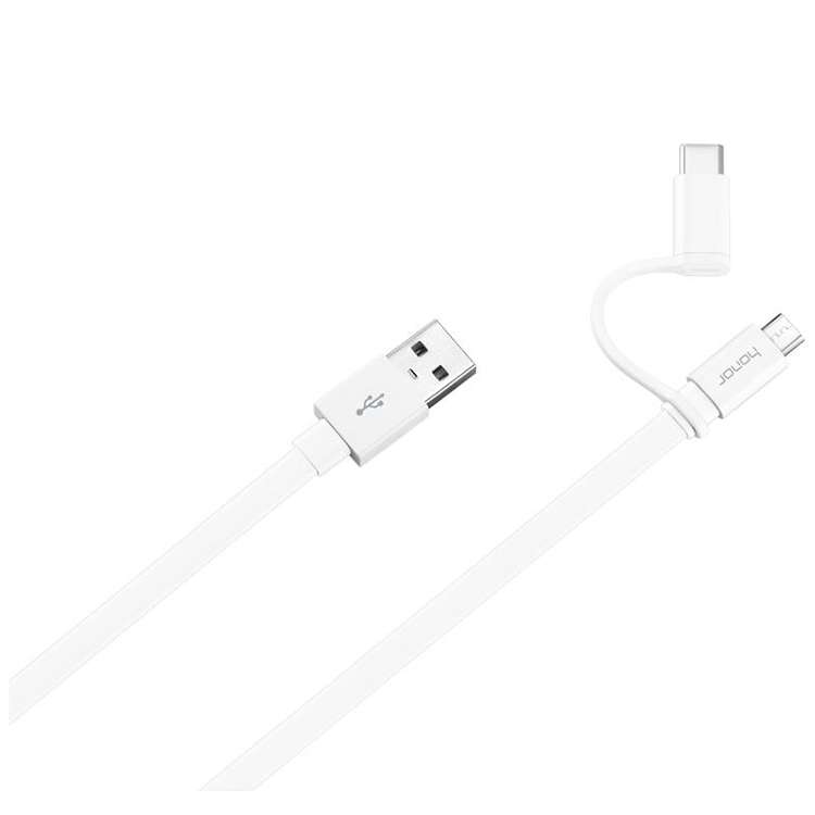 Original Honor AP55S 2 in 1 2A USB to USB-C / Type-C + Micro USB Interface Charging an ... (White)