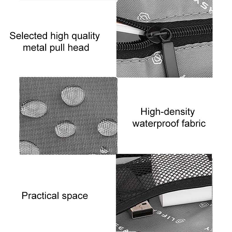 Multi-functional Headphone Charger Data Cable Storage Bag Portable Power Pack, Size:M ... (Black)