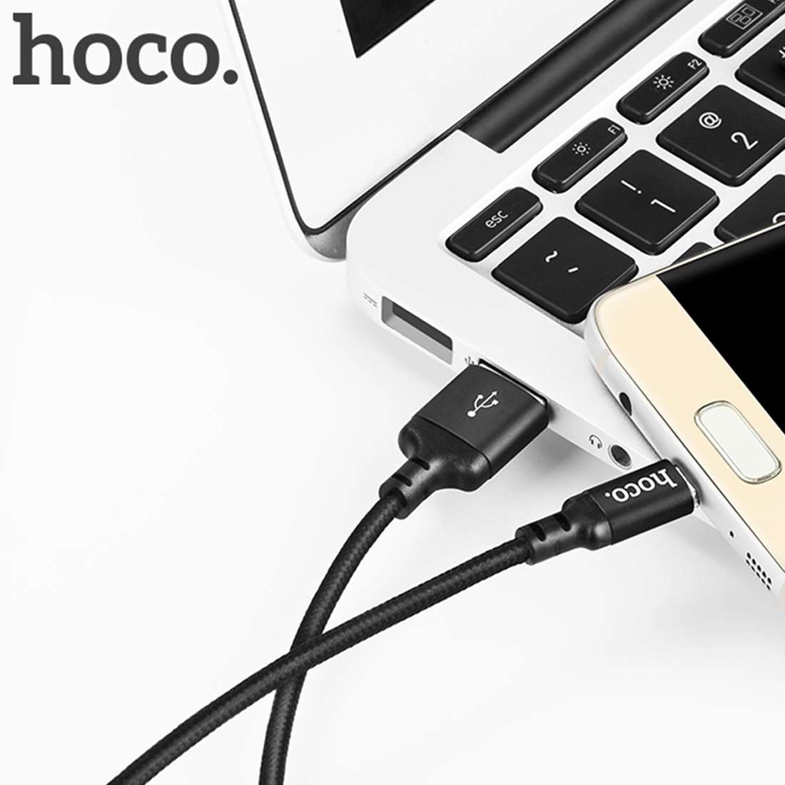 hoco X14 2m Nylon Braided Aluminium Alloy Micro USB to USB Data Sync Charging Cable(Black)