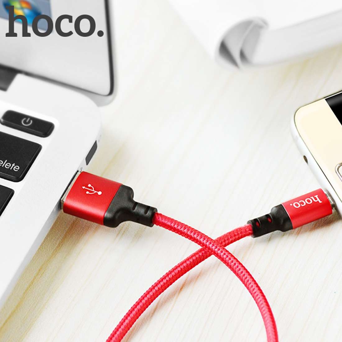 hoco X14 2m Nylon Braided Aluminium Alloy Micro USB to USB Data Sync Charging Cable(Red)