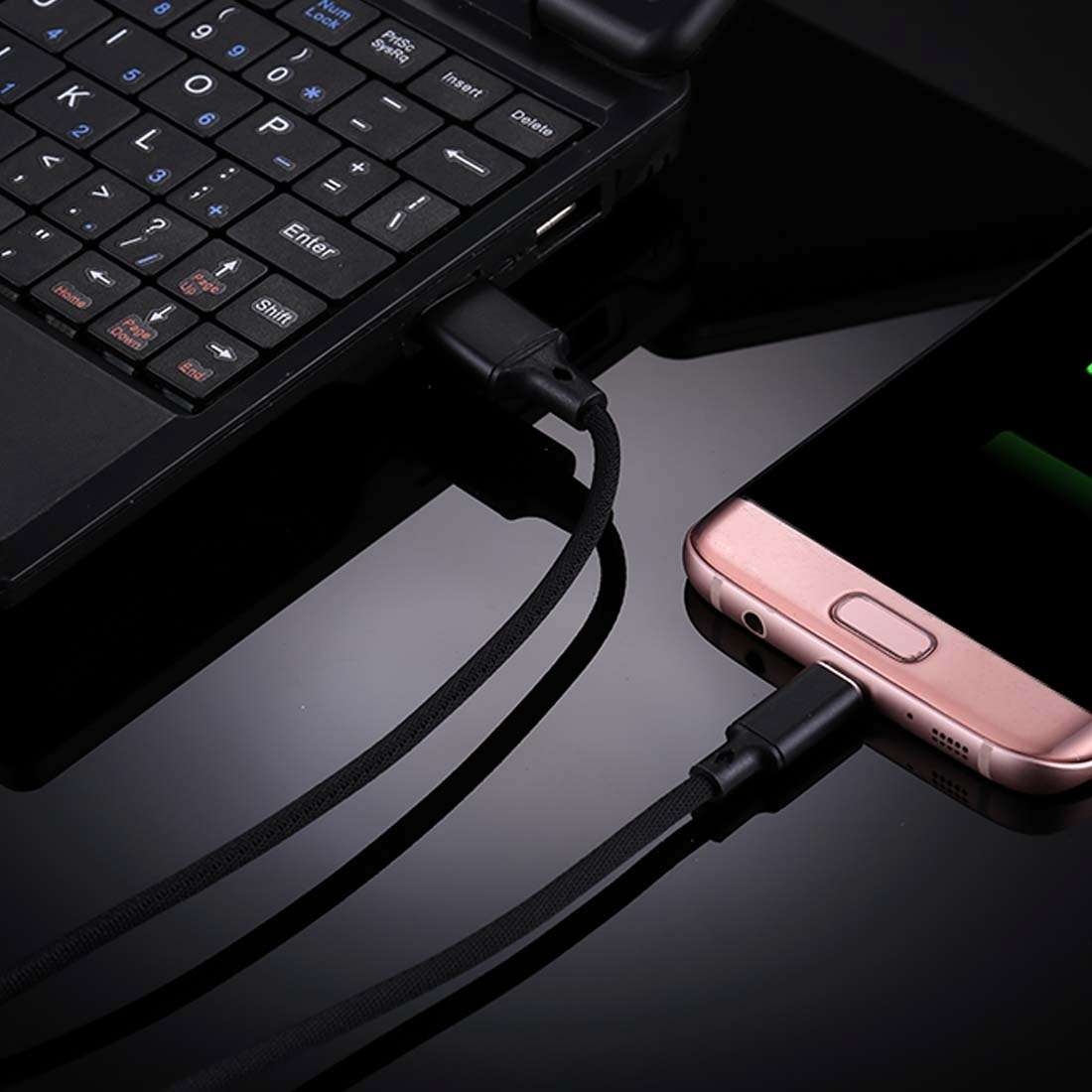 1m 2A Output USB to Micro USB Nylon Weave Style Data Sync Charging Cable