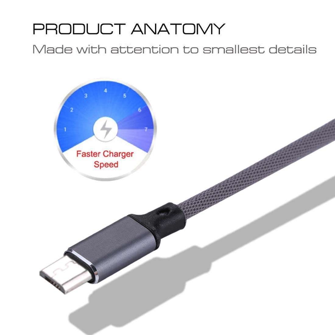 1m 2A Output USB to Micro USB Nylon Weave Style Data Sync Charging Cable