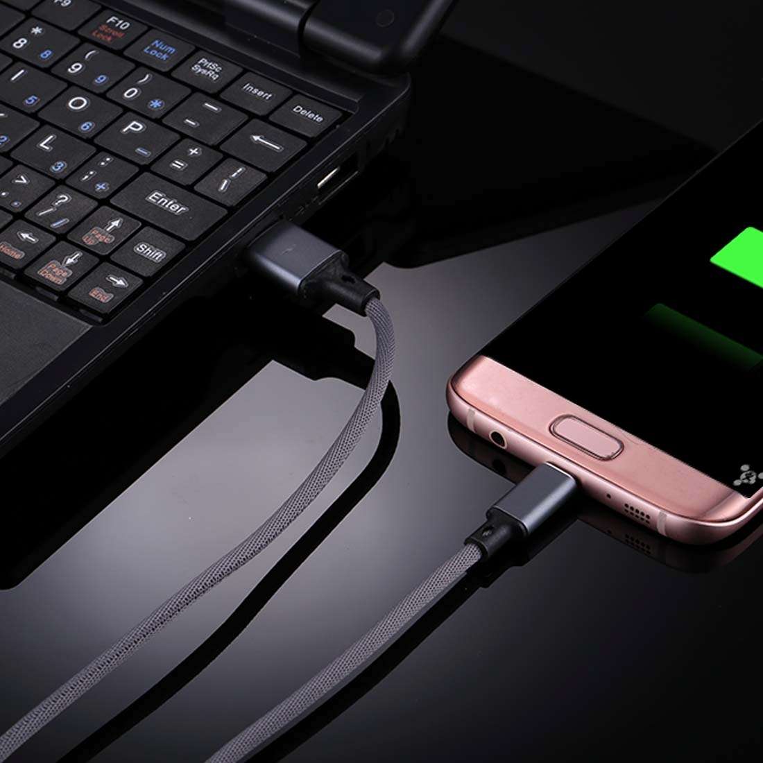1m 2A Output USB to Micro USB Nylon Weave Style Data Sync Charging Cable