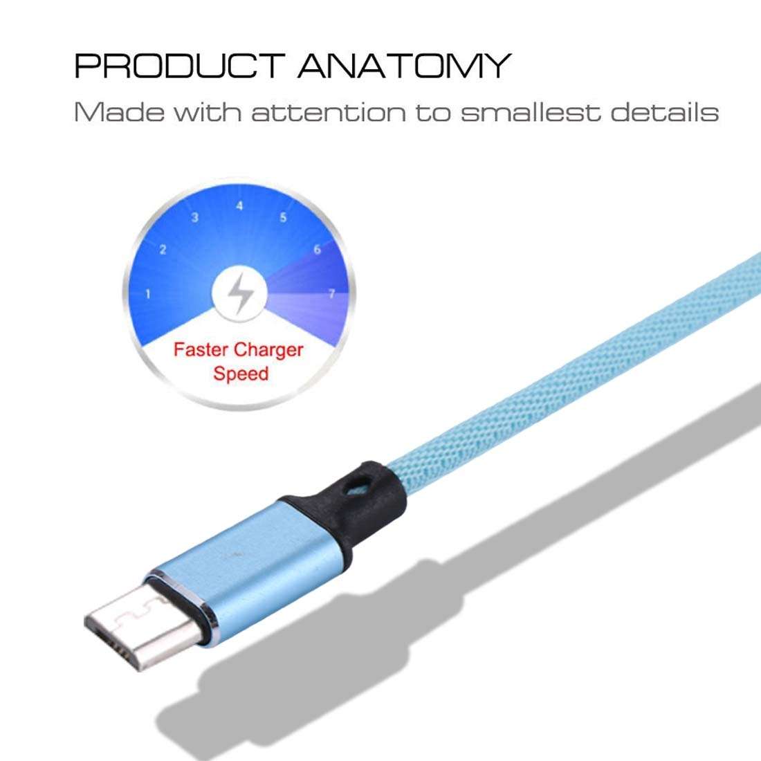1m 2A Output USB to Micro USB Nylon Weave Style Data Sync Charging Cable