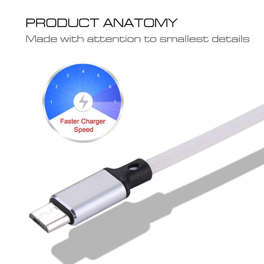 1m 2A Output USB to Micro USB Nylon Weave Style Data Sync Charging Cable