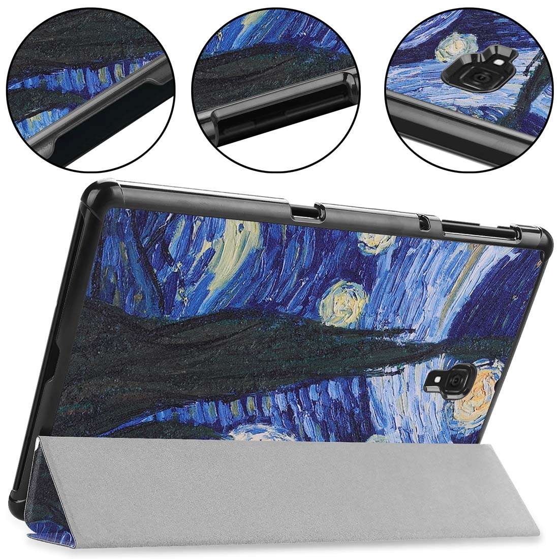 Starry Sky Pattern Horizontal Flip PU Leather Case for Galaxy Tab A 10.5 / T595 & T590, with Three