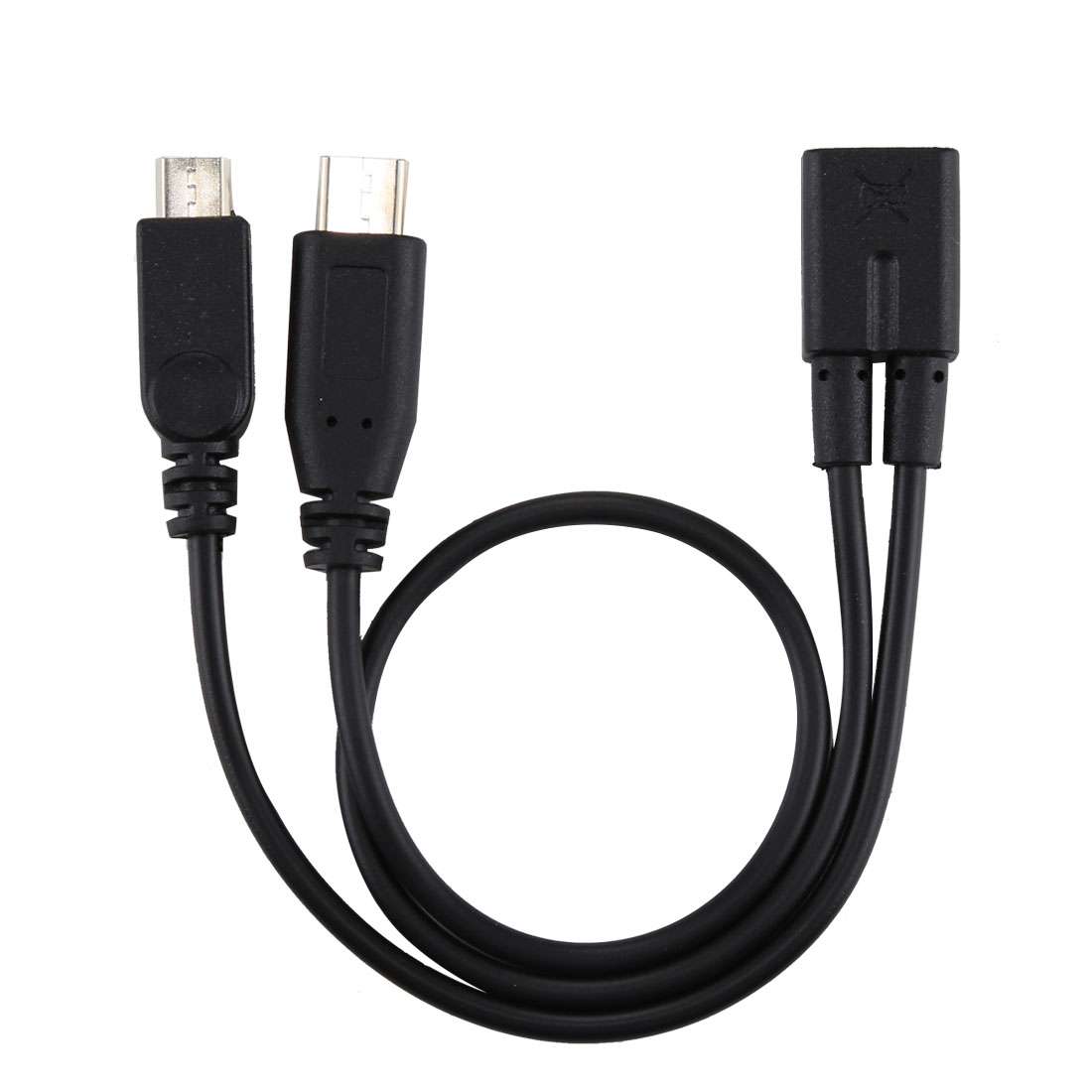 Micro USB Female to USB-C / Type-C Male + Micro USB Male Adapter Y Cable, Total Length: about 30cm