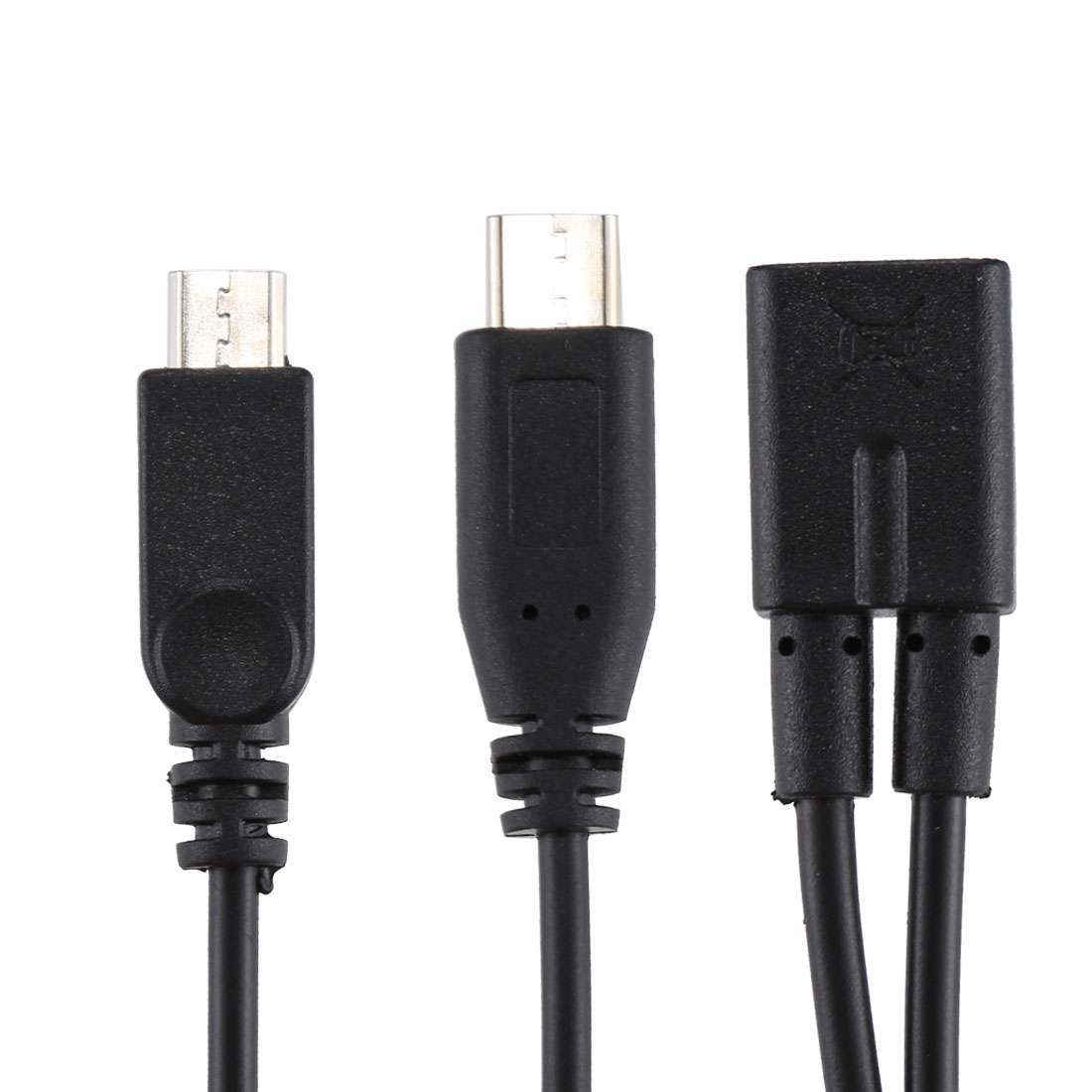 Micro USB Female to USB-C / Type-C Male + Micro USB Male Adapter Y Cable, Total Length: about 30cm