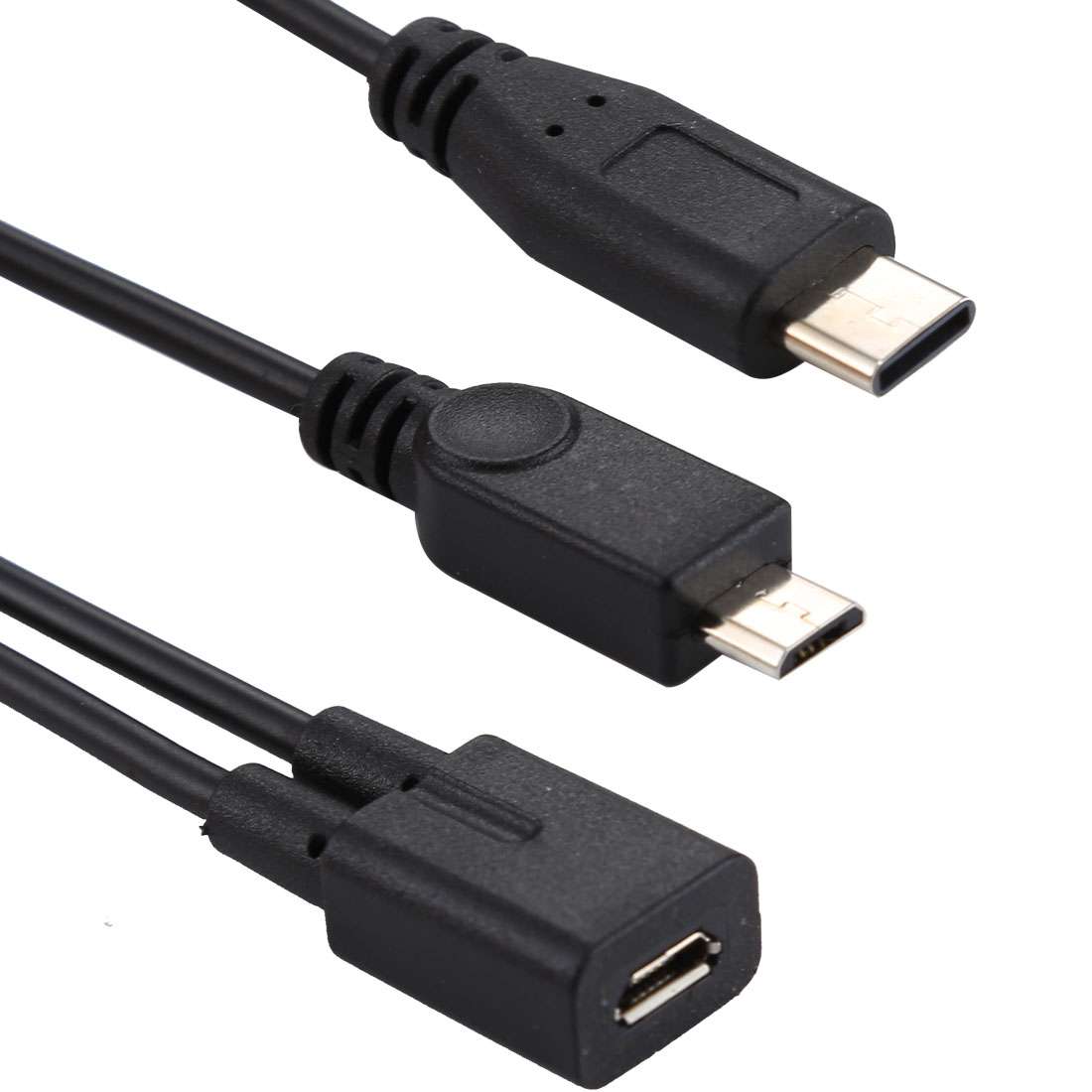 Micro USB Female to USB-C / Type-C Male + Micro USB Male Adapter Y Cable, Total Length: about 30cm