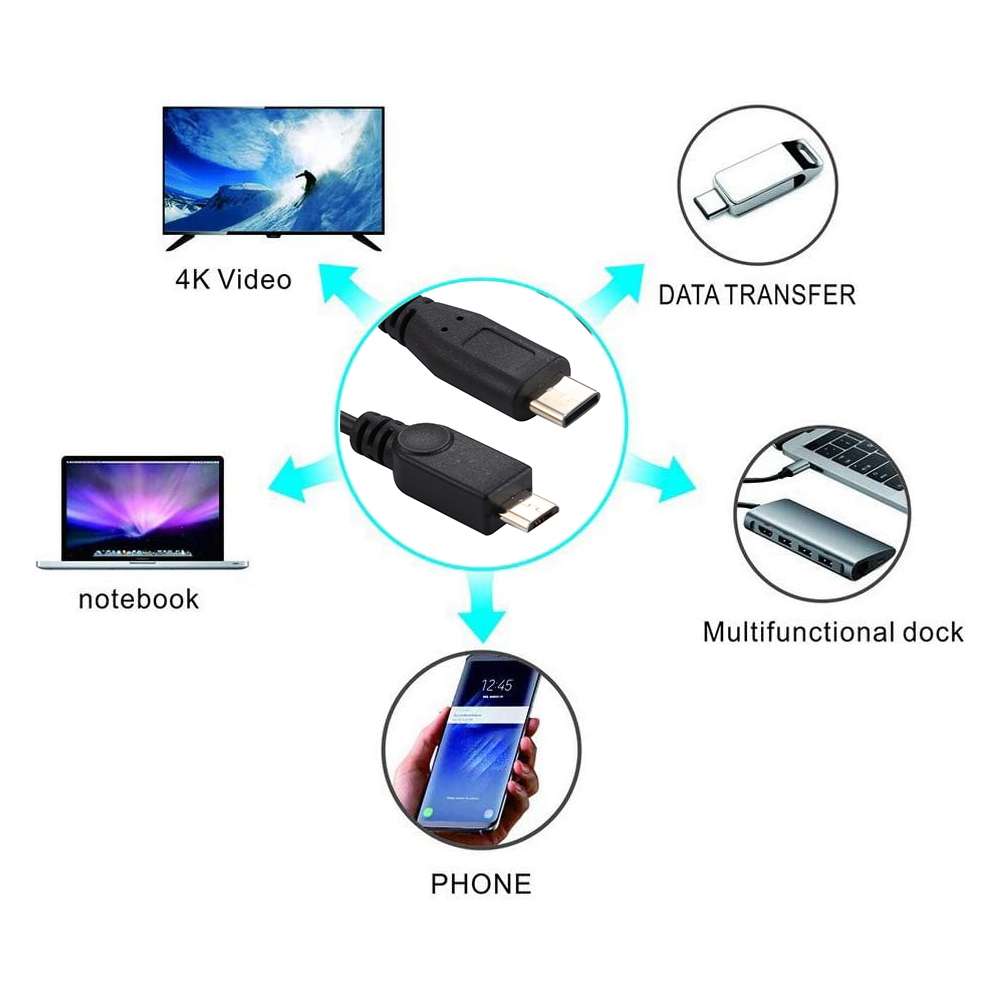 Micro USB Female to USB-C / Type-C Male + Micro USB Male Adapter Y Cable, Total Length: about 30cm