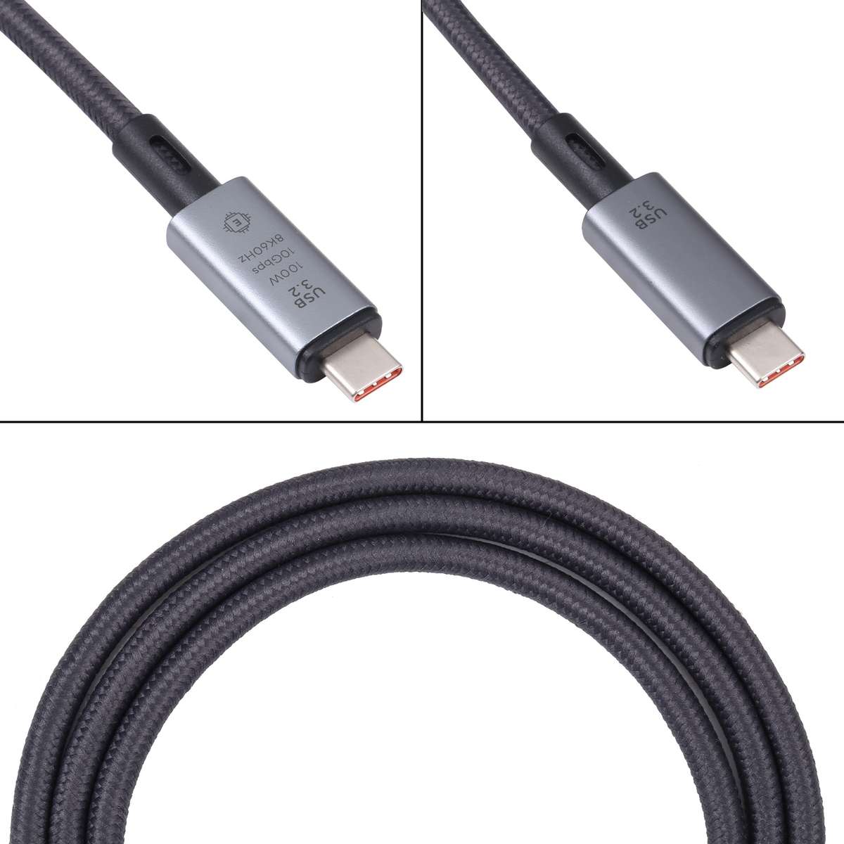 10Gbps 8K USB-C/Type-C to USB-C/Type-C Video Cable Compatible with USB 3.2, Length: 1m(Black)