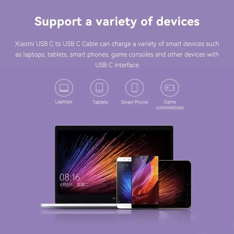 Original Xiaomi 5A USB-C / Type-C to USB-C / Type-C Fast Charging Data Cable, Length: 1.5m
