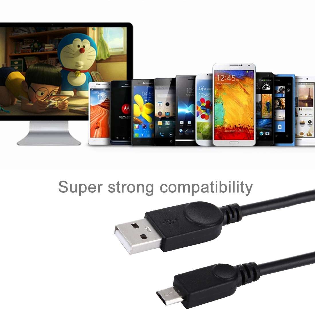 50cm 2 in 1 USB 2.0 to Micro USB + USB Data / Charging Cable