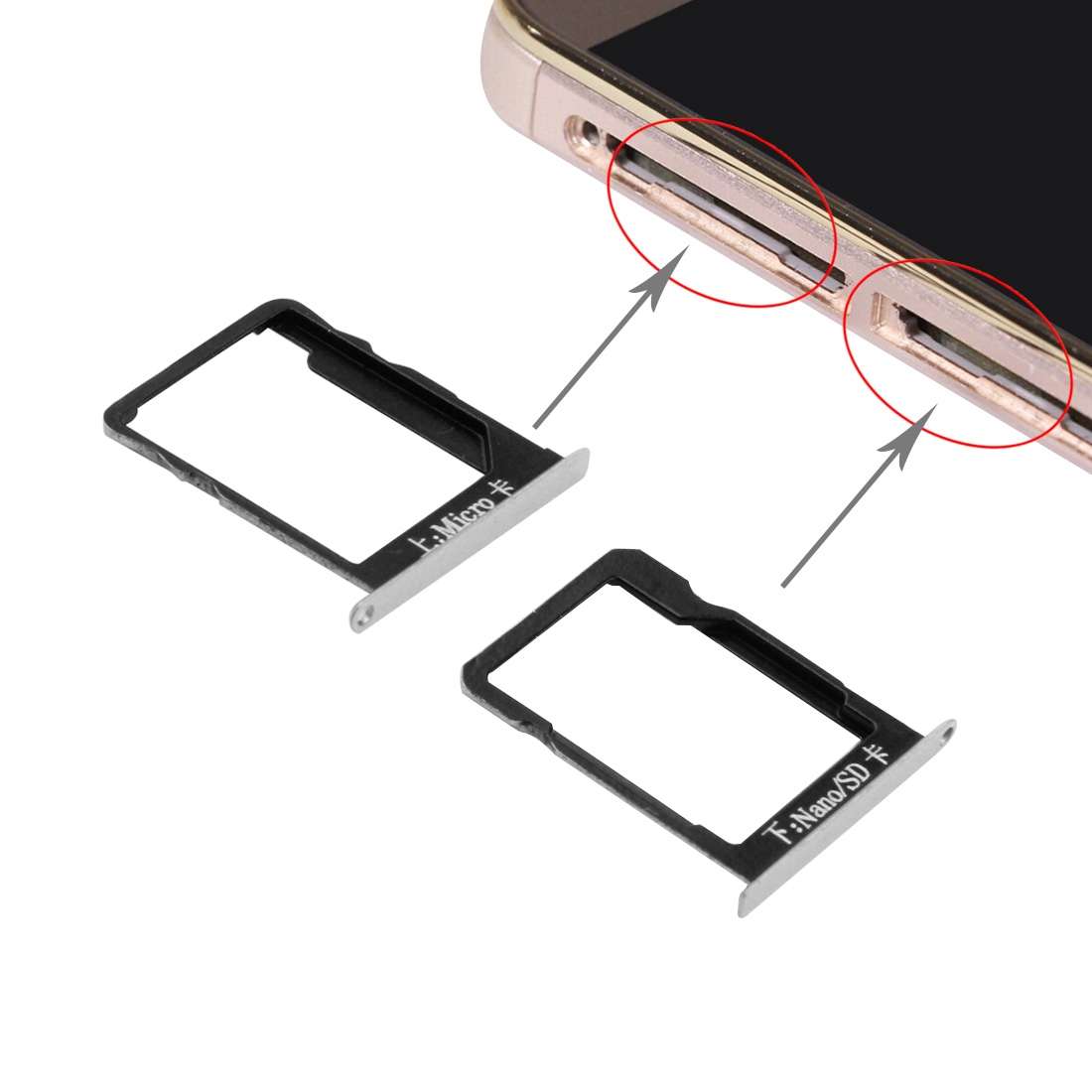 For Huawei Mate 7 SIM Card Tray and Micro SD Card Tray(Grey)